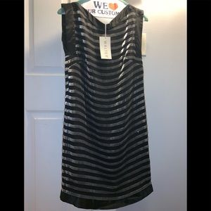 Black dress with grey stripes